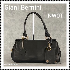 Giani Bernini Black Leather Satchel NWOT